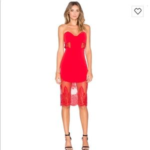 NBD Revolve Picture Me Red Sweetheart Midi Dress